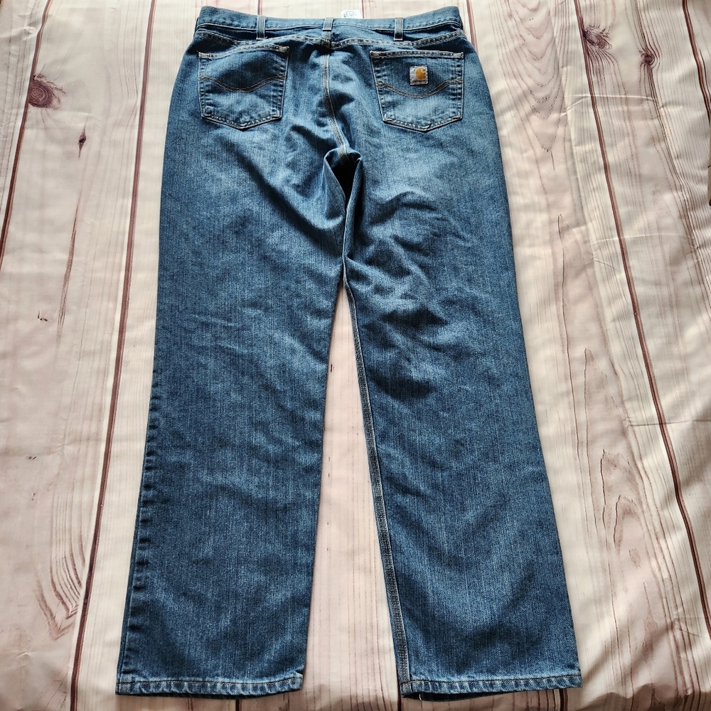 Carhartt "Holter" Relaxed Fit Straight Leg Blue Jeans | Men's Size 40x34 - Picture 4 of 10